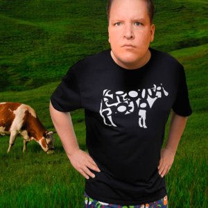 Koszulka czarna krowa soja